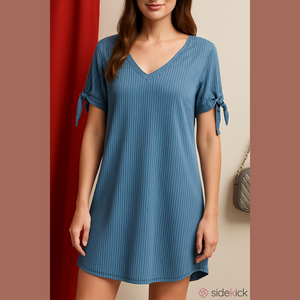 Blue and white pinstripe light cotton dress